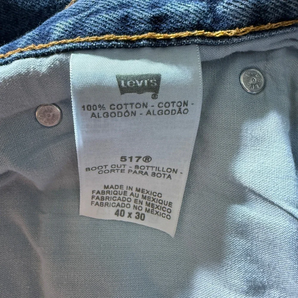 Vintage Levis 517 Jeans Mens 40x30 Blue Bootcut Fade Whiskers Cowboy Western Y2K